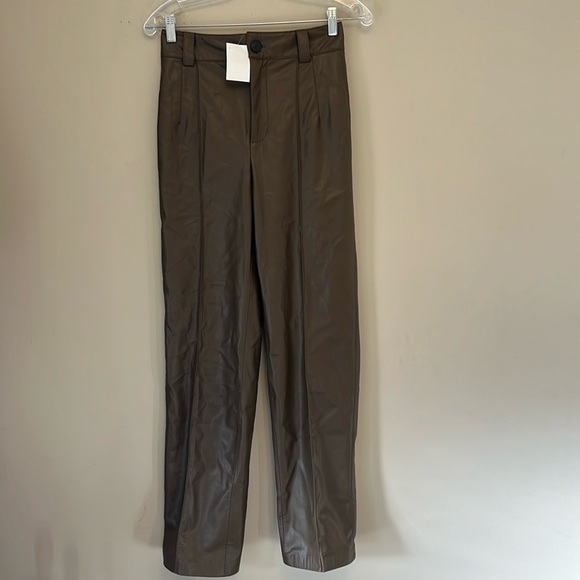 NWT Zara High Rise Faux Leather Straight Leg Francoise Pants size XS - Picture 3 of 10